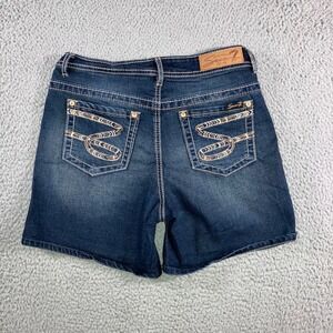 Seven 7 Shorts Women‎ 8 Mid Rise Embroidered Thick Stitch Logo Western Festival